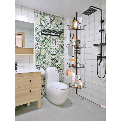 Rebrilliant Ixacc Tension Pole Stainless Steel Shower Caddy Wayfair